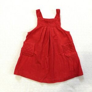 Vtg A La Mode Red Corduroy Pinafore Dress Baby Toddler Size 5 Cotton